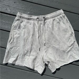 Aeropostale Gray/ Beige Athletic Sweat Shorts with Drawstring Waistband M
